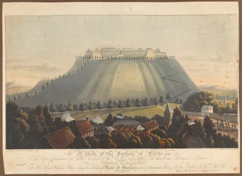 Een uitzicht op het fort van Bitche. Een strafdepot voor Britse krijgsgevangenen, 1799