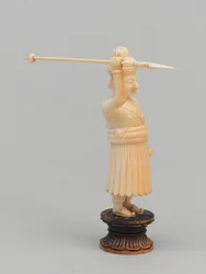 Zwarte pion, schaakstuk, India, circa 1820