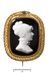Gouden herdenkingsbroche voor de dood van prinses Charlotte, ca. 1817