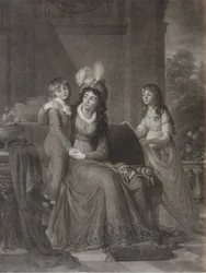 Portret van Ekaterina Sergeevna Samoylova, geboren Trubetskaya met kinderen