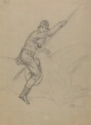 Sir Charles Blunt (b.1775) jaagt op het zwijn en ontsnapt aan de tijger: een studie voor een van een set van vier schilderijen gemaakt in 1815