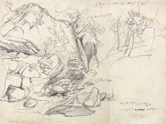 Studie van een berg met bomen