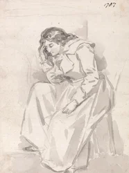 Studie van een zittende vrouw