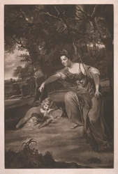 Hertogin van Manchester met haar zoon George, Viscount Mandeville, als 