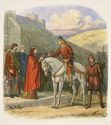 Eduard vermoord te Corfe, 18 maart 978, uit A Chronicle of England BC 55 to AD 1485, gepubliceerd in Londen, 1863
