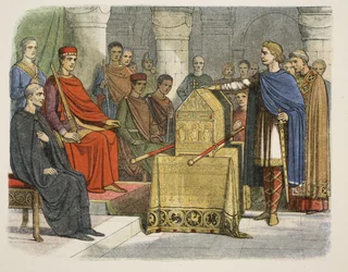 Harold II zweert trouw aan Hertog Willem van Normandië