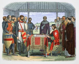 Koning Jan ondertekent het Grote Handvest, Runnymede, Surrey