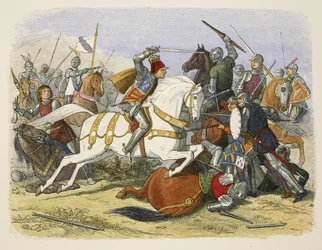 Richard III bij Bosworth Field, 22 augustus 1485, uit A Chronicle of England BC 55 to AD 1485, pub. Londen, 1863
