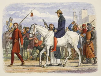 Thomas, Graaf van Lancaster, wordt naar de executie geleid, uit A Chronicle of England BC 55 to AD 1485, pub. London