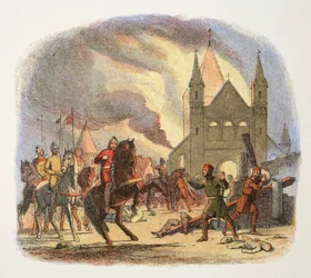 Willem I ontvangt een Dodelijke Verwonding in Mantes, Frankrijk, 1087
