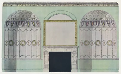 Schouw omgeven door nissen, interieurcompositie