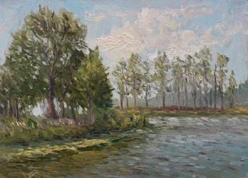 Groene bomen langs de rivier