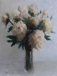 Boeket met witte pioenrozen