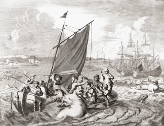 Walrusjagers in de 16e eeuw (gravure)
