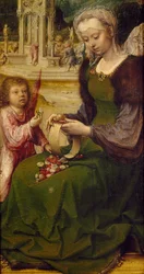 St. Catharina, detail van rechterpaneel van Malvagna-drieluik