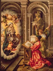 St. Lucas schildert de Maagd Maria