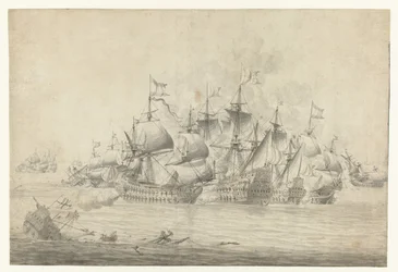 Een zeeslag, mogelijk bij Lowestoft op 13 juni 1665