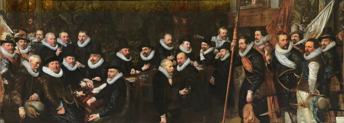 Ontvangst van de burgerwacht bij de Sint Sebastiaansdoelen door de gemeente Den Haag, 1618