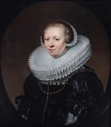 Portret van een dame in een geschilderd ovaal