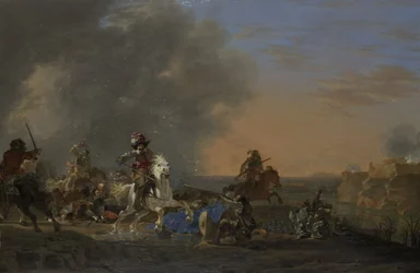 Cavalerieaanval bij zonsondergang