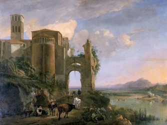 Rivierlandschap met de kerk van SS Giovanni e Paolo