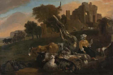 Landschap met herderin