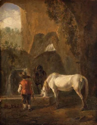 Een drinkend paard
