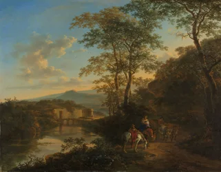 Italiaans landschap met de Ponte Lucano over de rivier de Aniene, ca. 1650-1652 (olieverf op koper)
