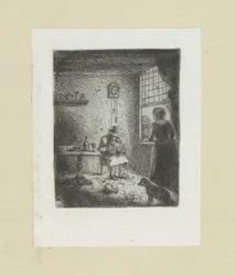 Interieur met lezende man