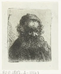 Oude man met baard en muts