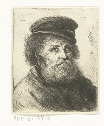 Oude man met baard en pet