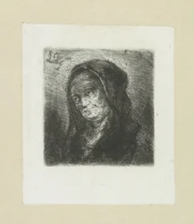 Oude vrouw met zwarte sluier