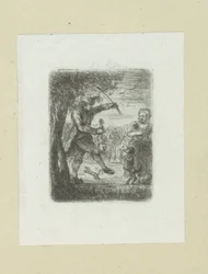 Straatmuzikant met viool en dansende hond