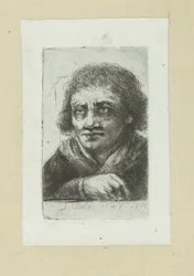 Volwassen man, zijn rechterhand zichtbaar