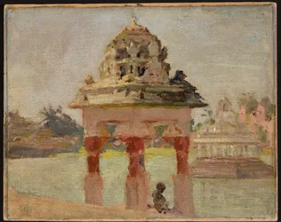 Madras - tempel met een heilig meer. Van een reis naar India