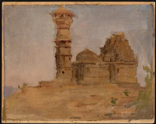 Verlaten antieke tempel in Chittorgarh. Van een reis naar India