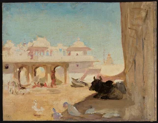 Binnenplaats van het paleis van de maharadja. Uit een reis naar India