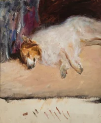 Studie van een slapende hond voor "Portret van prins Golitsyn"
