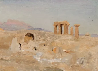 Tempel van Apollo en Parnassus in Korinthe. Van een reis naar Griekenland