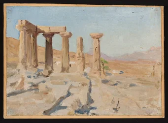 Tempel van Apollo en Parnassus in Korinthe. Van een reis naar Griekenland