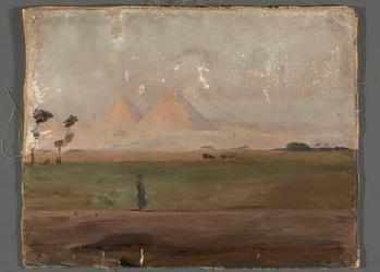 Gezicht op de piramiden. Van een reis naar Egypte