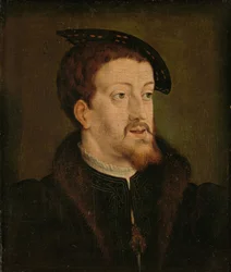 Portret van Karel V, ca.1530 (olieverf op paneel)