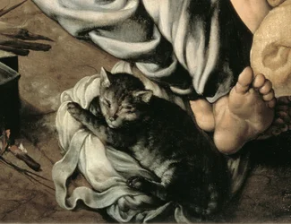 De Heilige Familie rond een vuur (detail)