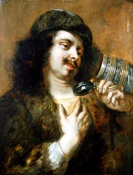Een Jonge Man die uit een Bierpul Drinkt