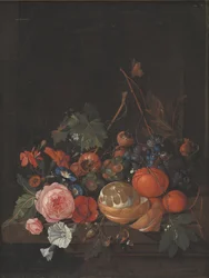 Bloemen en fruit
