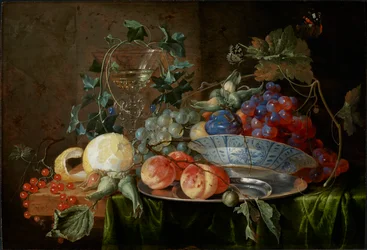 Stilleven met fruit en een glas à la façon de Venise