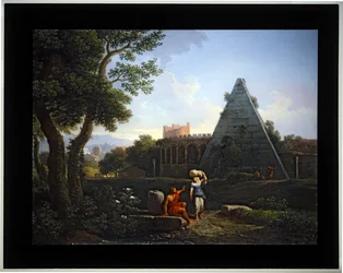 Set van vier Cappricio; (3) Piramide van Cestius