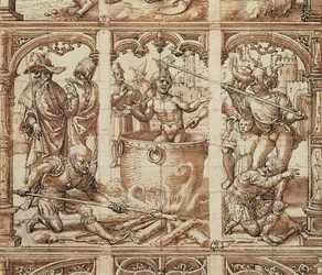Martelaarschap van Sint Jan de Evangelist (wassing op papier)
