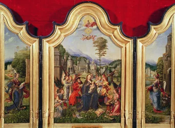 De Heilige Familie met Sint-Catharina en Sint-Barbara