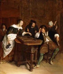 Adel die backgammon speelt in een interieur